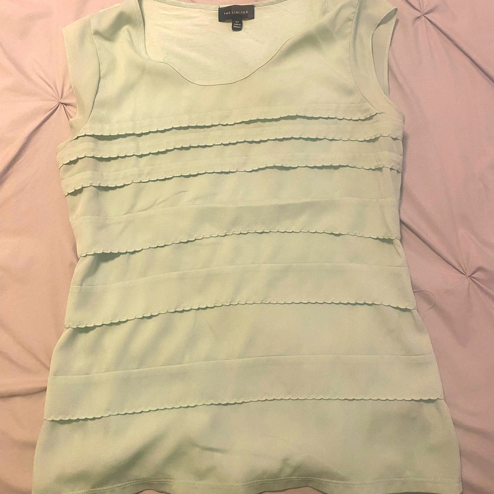 The Limited tiered scallop mint green top